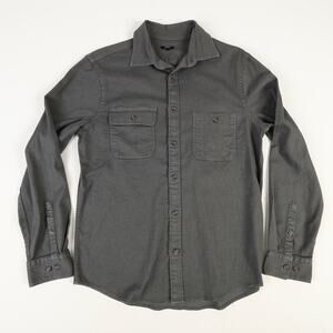 NWT Express Mens Small Button Down Double Pocket Shirt Dark Gray Cotton Blend